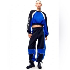 Zara x Mustang Black and Blue crop sweater + jogger